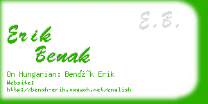 erik benak business card